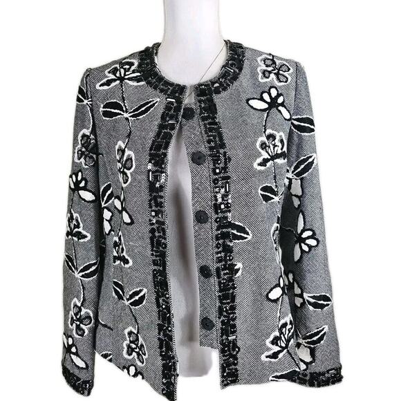 THE COLLECTIVE WORKS OF BEREK 2 BLACK/WHITE EMBROIDERED RHINESTONE JACKET Sz. M - Picture 12 of 12